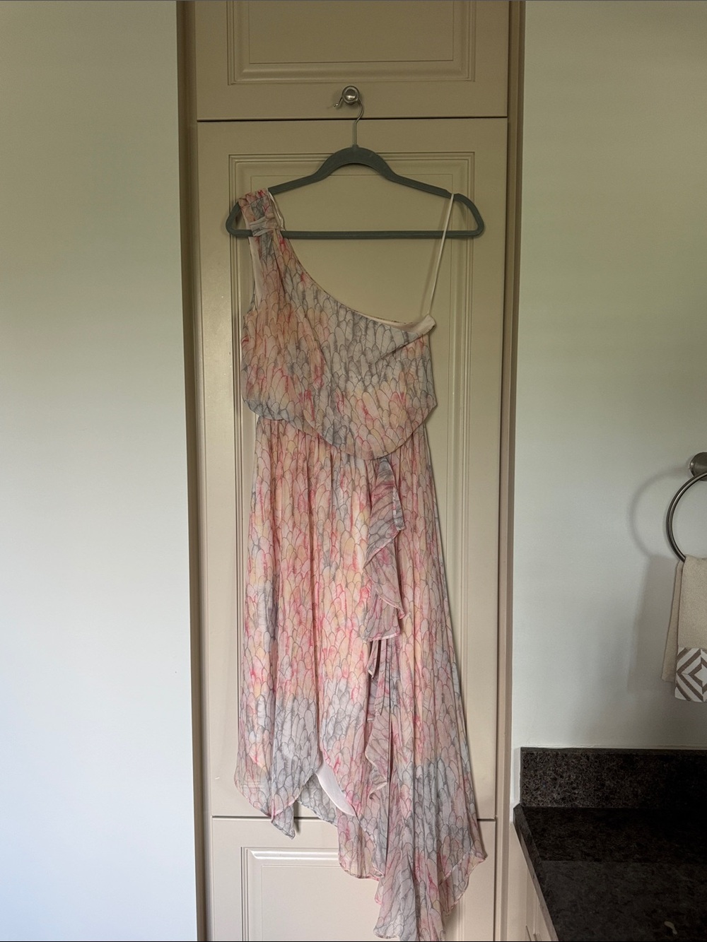 Jessica Simpson One-Shoulder Pastel Floral Ruffle Dress - Pink Multi